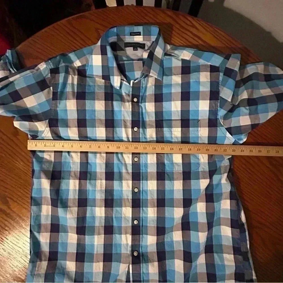 Tommy Hilfiger Plaid Check Shirt Sz 17- 32/33 Long Sleeve Button Up 100% Cotton - Picture 9 of 11